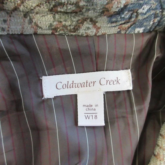 Coldwater Creek Womens Blazer Jacket W 18 Beige Chenille Tapestry Office  568 - Picture 2 of 13